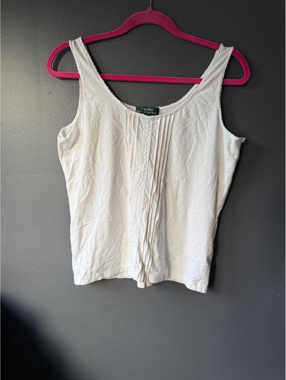 Lauren Ralph Lauren White Cotton Blend Tank Top Size Large